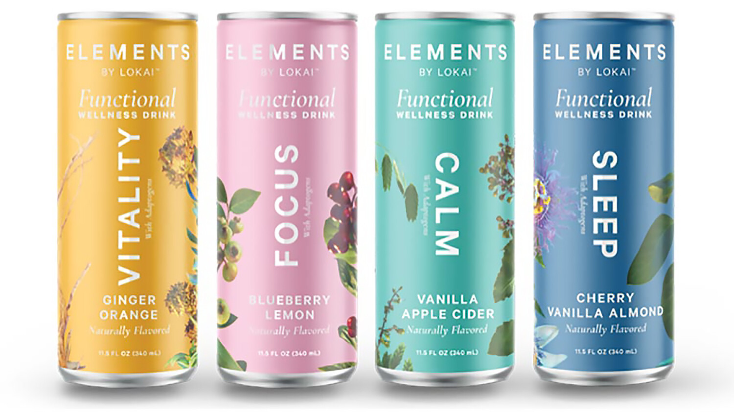 品牌 Elements 主打適應原概念，推出幫助睡眠、提升活力及舒緩壓力等訴求的機能飲品