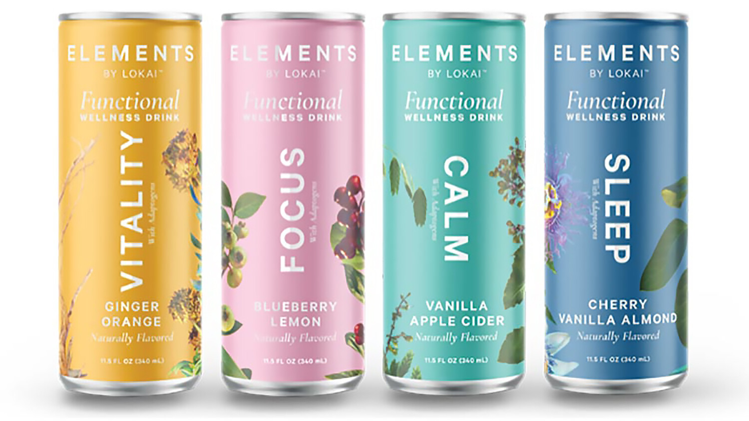 品牌 Elements 主打適應原概念,推出幫助睡眠、提升活力及舒緩壓力等訴求的機能飲品